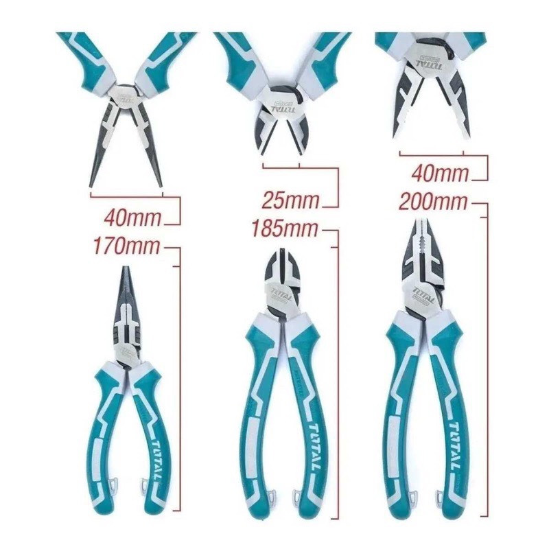 Bộ 3 cây kềm răng, cắt, nhọn đa năng TOTAL THT2K0301S, kiềm đa năng ...
