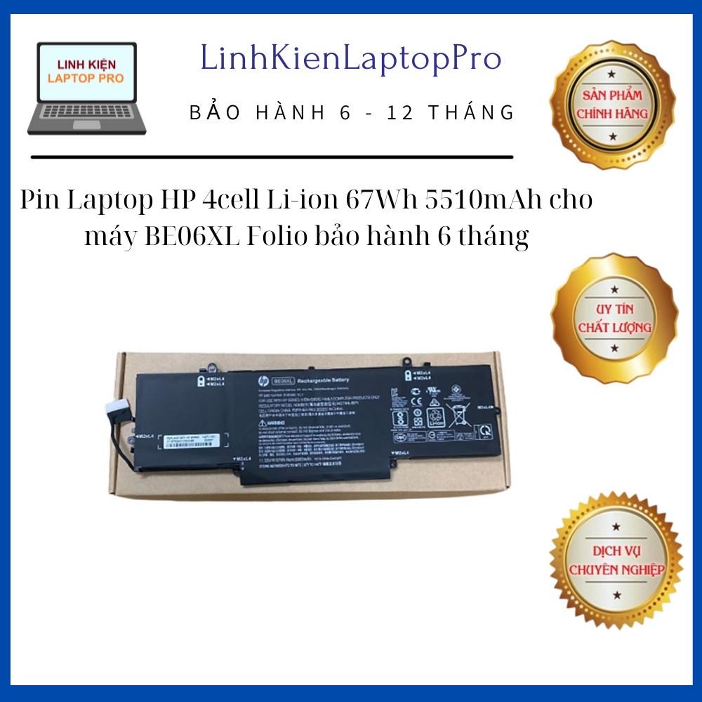 Pin Laptop HP 4cell Li-ion 67Wh 5510mAh cho máy BE06XL Folio 1040 G4 ...