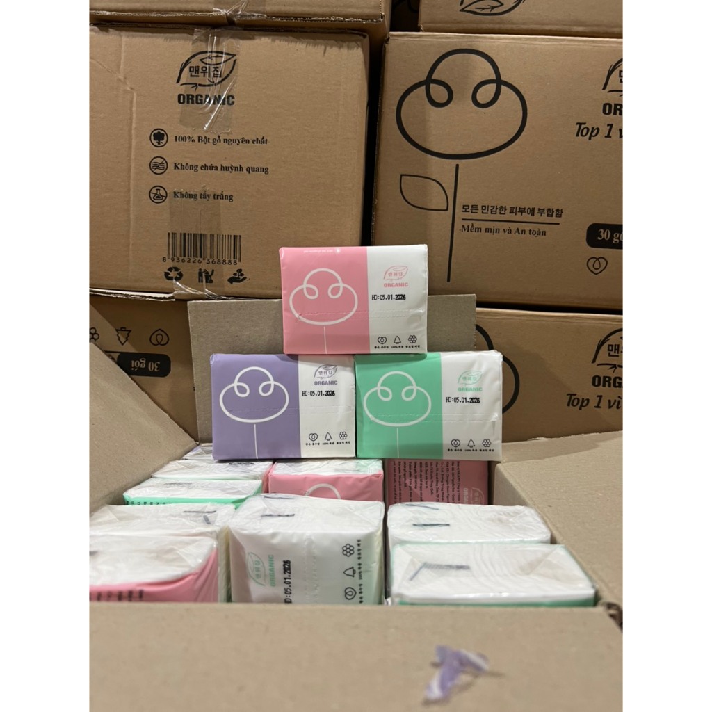 Thùng 30 gói giấy ăn Organic. Giấy cao cấp siêu dai thân thiện môi trường🍀[Rẻ vô địch] AMIZIN