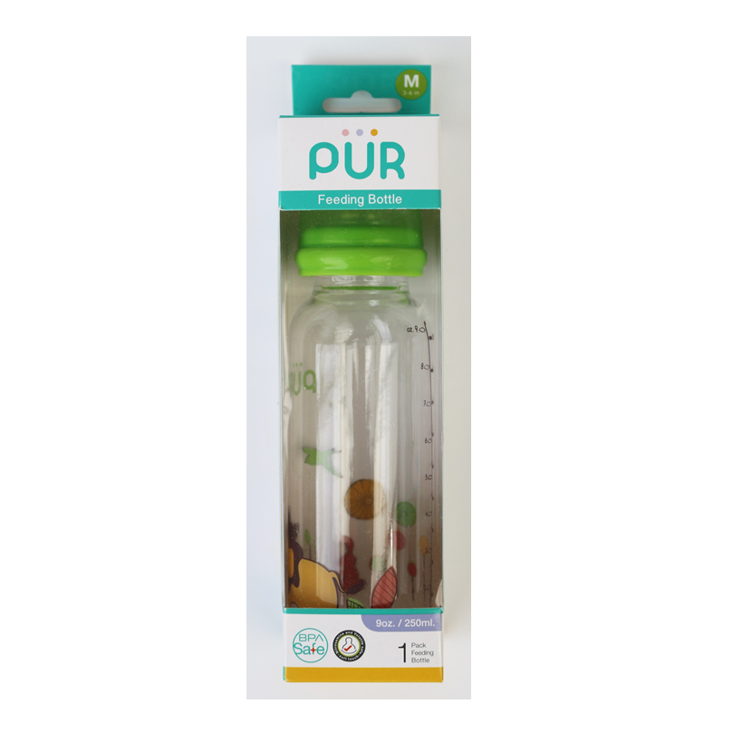Ảnh Bình sữa cổ thường thân thon Feeding 250ml, có sẵn 1 núm size M trong bình 3