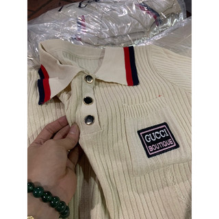 Áo len polo cổ bẻ cộc tay hình mickey, tag gu ci 453