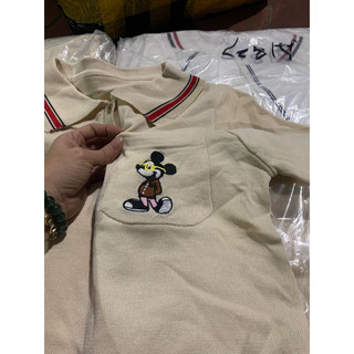 Áo len polo cổ bẻ cộc tay hình mickey, tag gu ci 453