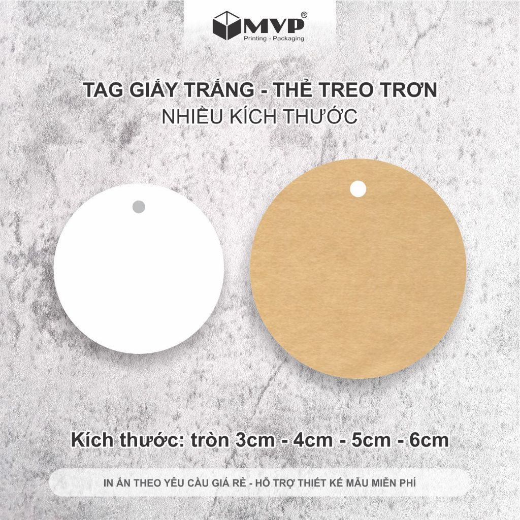 Tag giấy tròn trơn nhiều kích thước 3mc, 4cm, 5cm, 6cm - Thẻ treo trơn ...