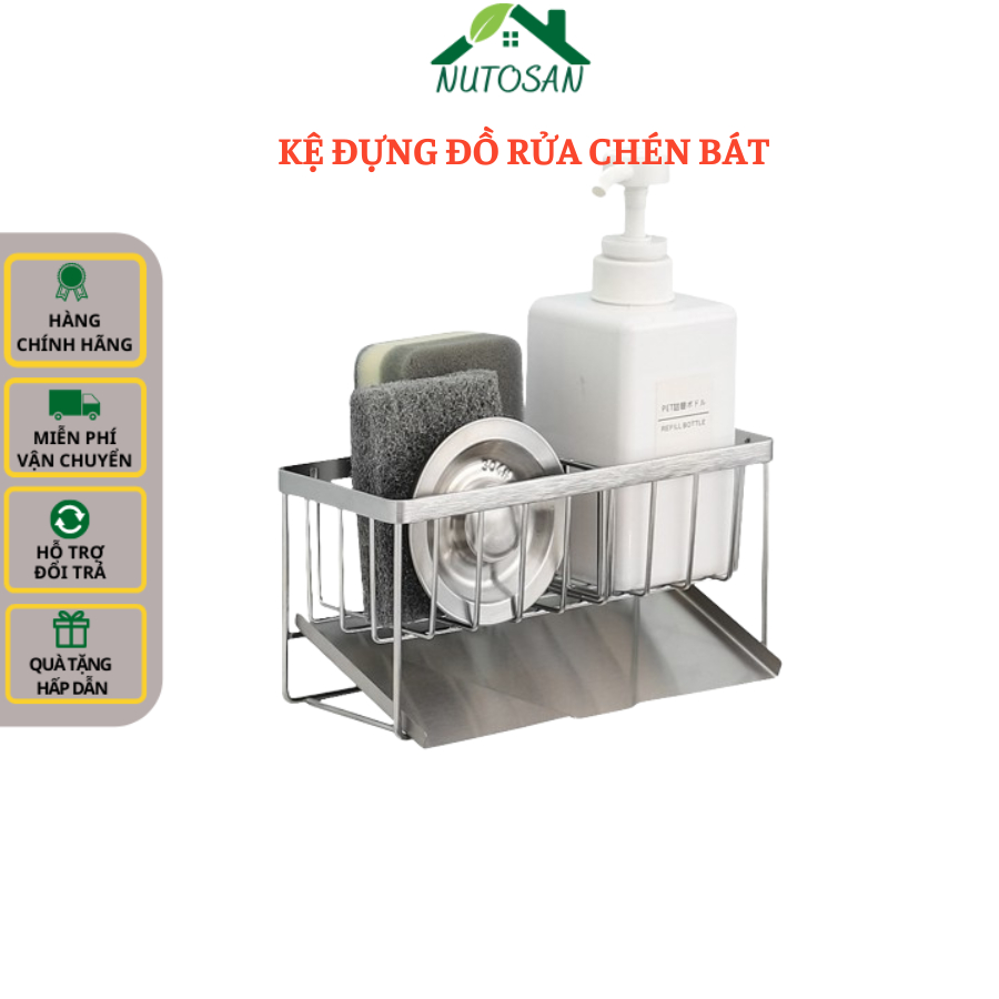 Kệ đựng đồ rửa chén bát inox có khay hứng nước để trên bồn rửa tiện lợi ...