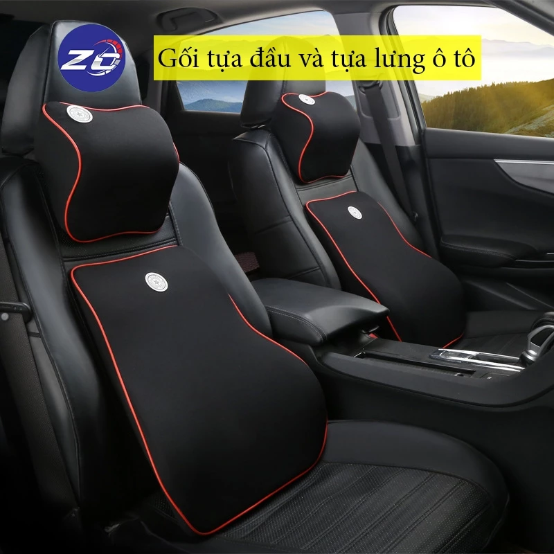 Gối tựa đầu và kê tựa lưng ghế ô tô cao su non nỉ cao cấp chống đau khi đi lái oto xe hơi gối tựa lư