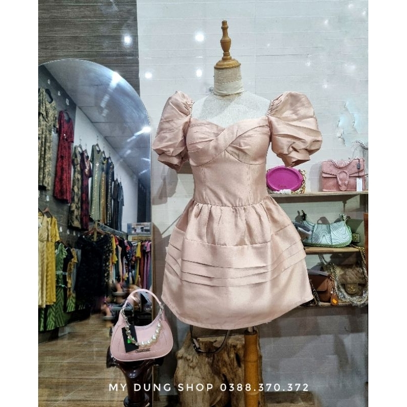 ĐẦM XÒE NGẮN TAY PHỒNG TAFFETA