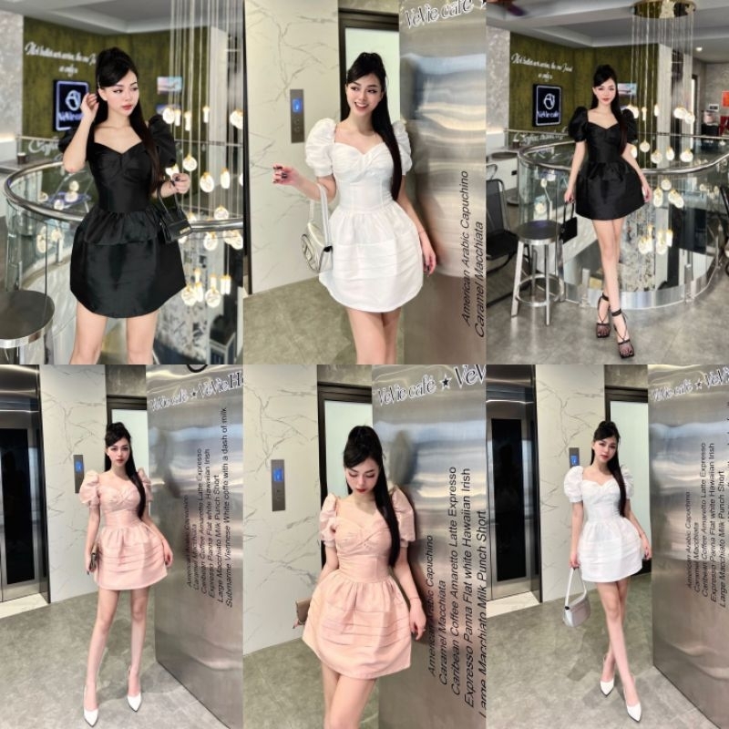 ĐẦM XÒE NGẮN TAY PHỒNG TAFFETA
