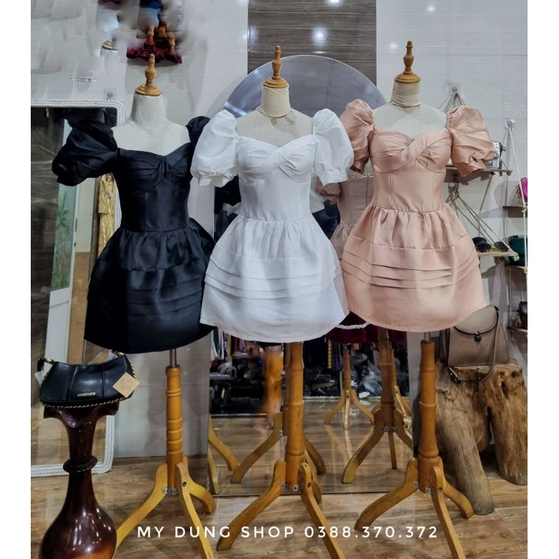 ĐẦM XÒE NGẮN TAY PHỒNG TAFFETA