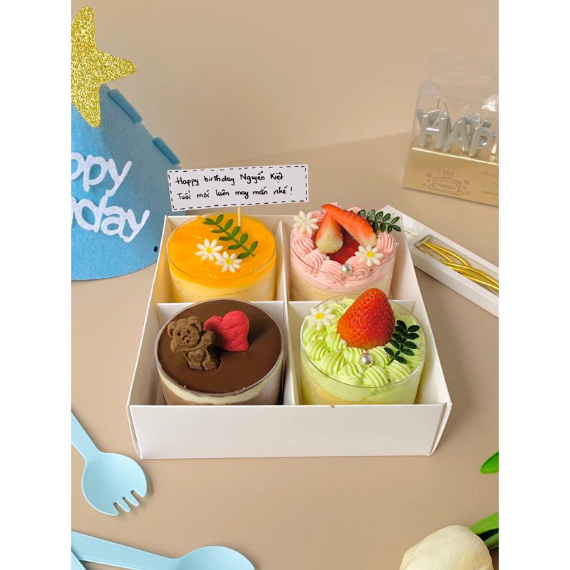(Có sẵn-ship liền) Set bánh kem/ bánh sinh nhật mix 4 vị hộp mica trong ...