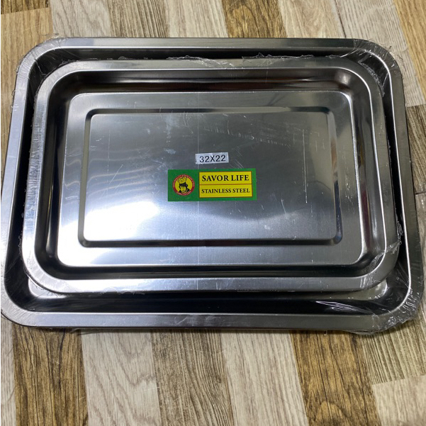 Mâm inox chữ nhật cạn/sâu nhiều size | Shopee Việt Nam