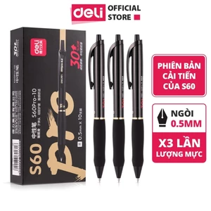 Bút Gel Bấm Bi Nước Màu Đen Nhanh Khô Deli Thiết Kế Thông Minh Ngòi 0.5mm Dành Học Sinh
