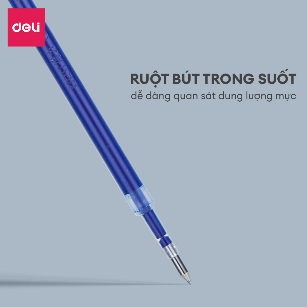Ảnh Combo 10 20 ruột bút gel Deli 0.5mm dùng cho bút bi nước A575/A057B/S101 lâu hết mực không gai khi viết mực trơn tru 4