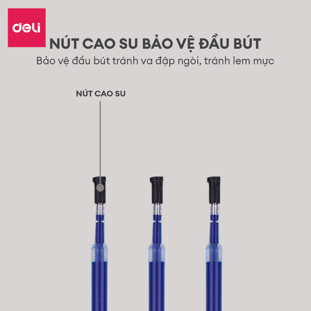 [MUA 3 GIẢM 35%] Combo 10 20 ruột bút gel Deli 0.5mm đa năng dùng cho bút bi nước A575 A057B S101 lâu hết mực không gai