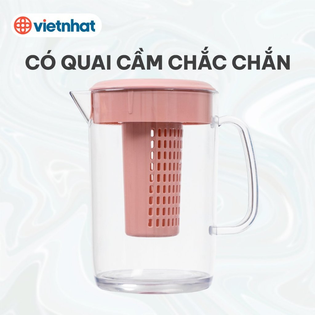 Ca kính có lọc 1,5L và 1,8L Nhựa Việt Nhật (6068) (6069) Bình đựng nước, Bình pha trà có lõi lọc AMIZIN