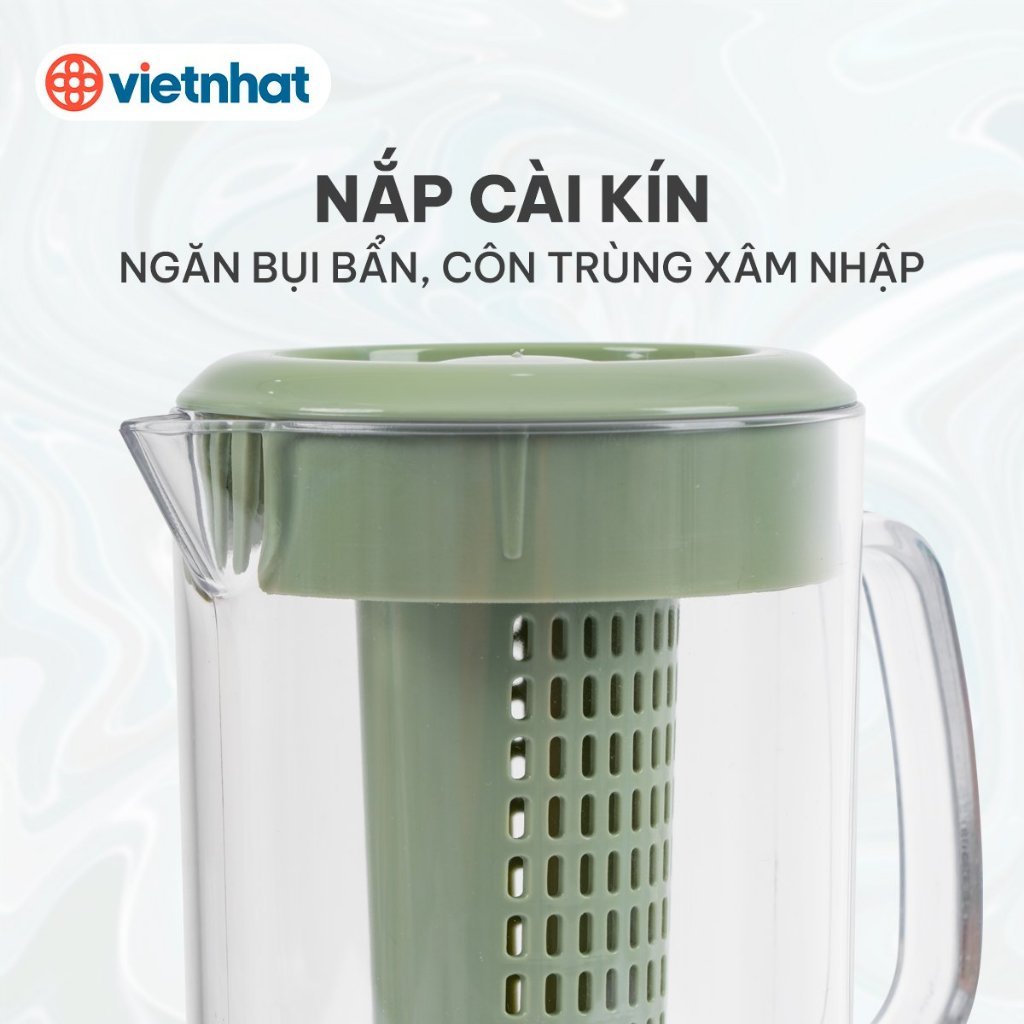 Ca kính có lọc 1,5L và 1,8L Nhựa Việt Nhật (6068) (6069) Bình đựng nước, Bình pha trà có lõi lọc AMIZIN