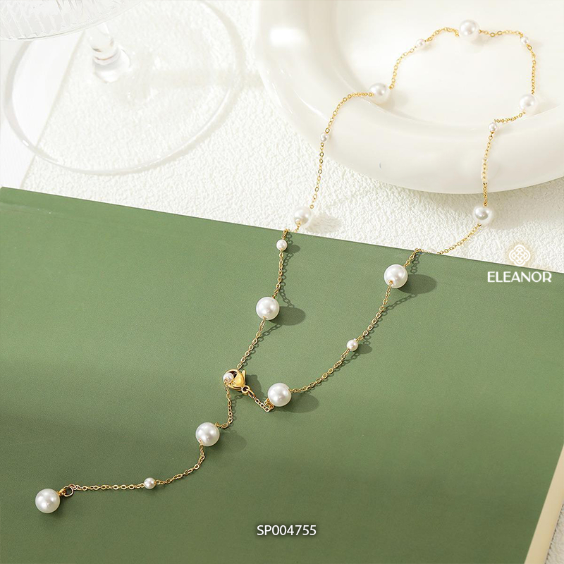 Dây chuyền nữ Eleanor Accessories choker ngọc trai nhân tạo vòng cổ cá tính phụ kiện trang sức 4755