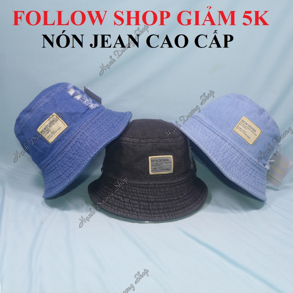 Nón tai bèo jean vành rộng 6cm, mũ bucket jean vành cụp vòng đầu 56 ...