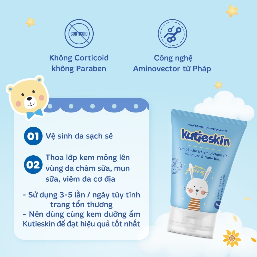 [HÀNG CTY + QUÀ] Kem Bôi Da Cho Bé KUTIESKIN (Tuýp 30g) - Giúp Giảm Mẩn Ngứa, Hăm Tã, Chàm Sữa, Dưỡng Ẩm