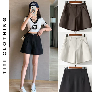 Quần short đùi nữ ống rộng lưng cao chất liệu cao cấp form siêu xinh - S01