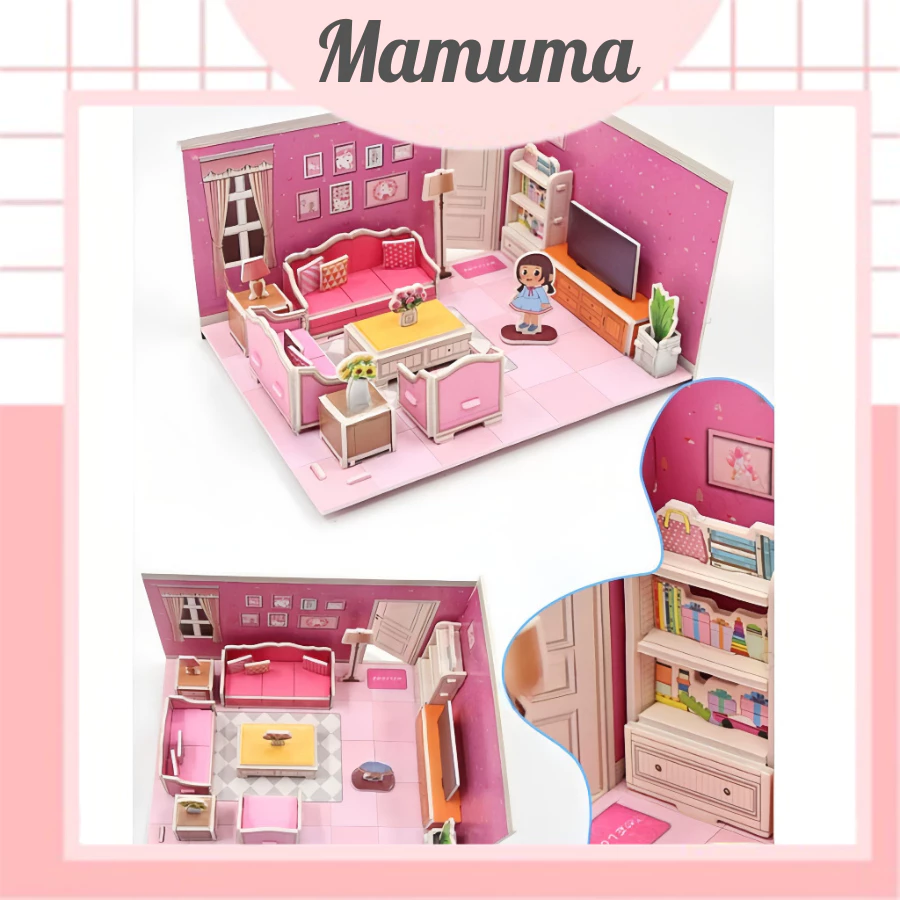 Bộ đồ chơi ngôi nhà xốp nhỏ xếp hình lắp ráp 3D ngôi nhà xinh xắn cho bé gái thoả sức sáng tạo - Mam