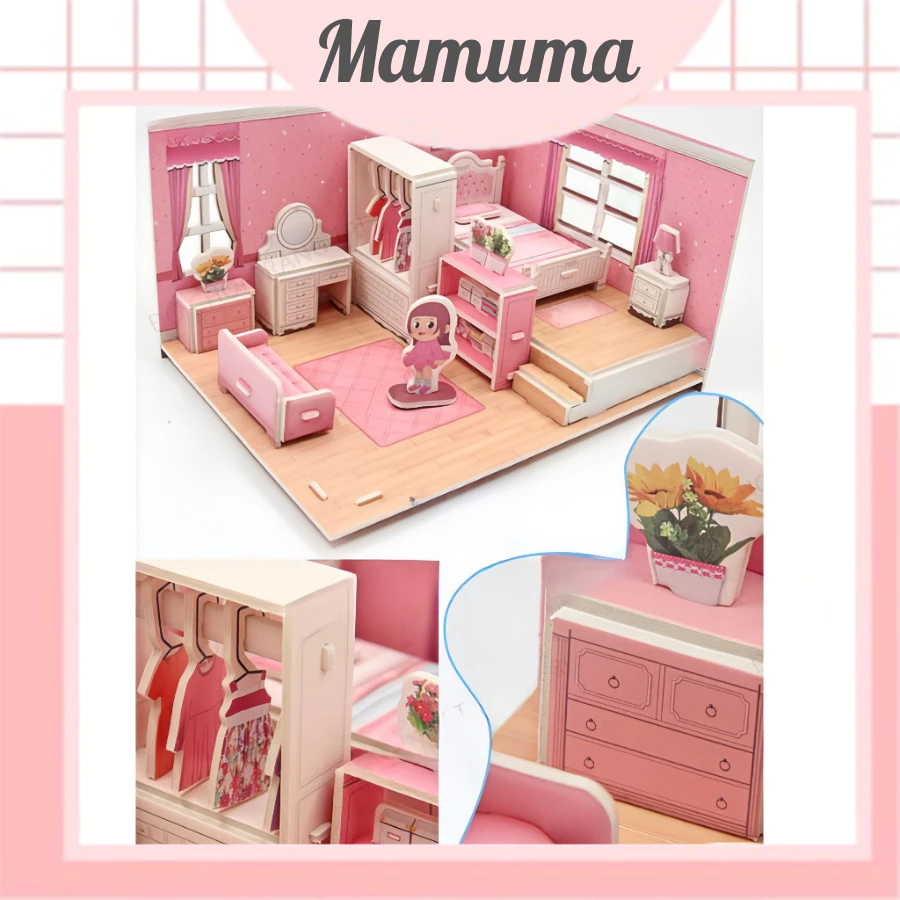 Bộ đồ chơi ngôi nhà xốp nhỏ xếp hình lắp ráp 3D ngôi nhà xinh xắn cho bé gái thoả sức sáng tạo - Mam