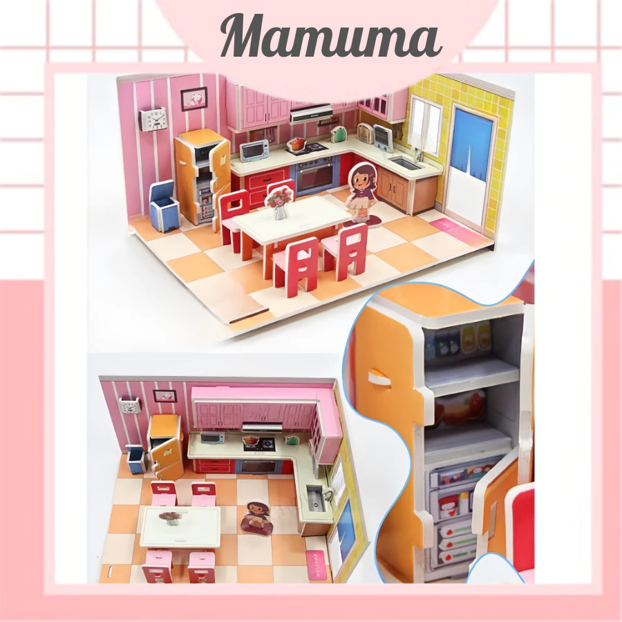 Bộ đồ chơi ngôi nhà xốp nhỏ xếp hình lắp ráp 3D ngôi nhà xinh xắn cho bé gái thoả sức sáng tạo - Mam