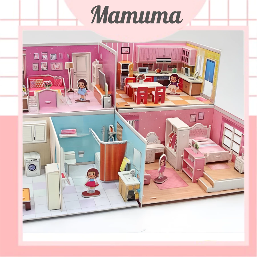 Bộ đồ chơi ngôi nhà xốp nhỏ xếp hình lắp ráp 3D ngôi nhà xinh xắn cho bé gái thoả sức sáng tạo - Mam