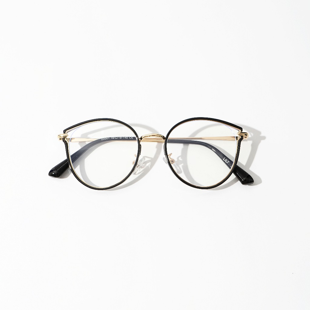 Kính gọng tròn thời trang nam nữ LILYEYEWEAR kim loại thanh mảnh chống ánh sáng xanh màu sắc thời trang 23001