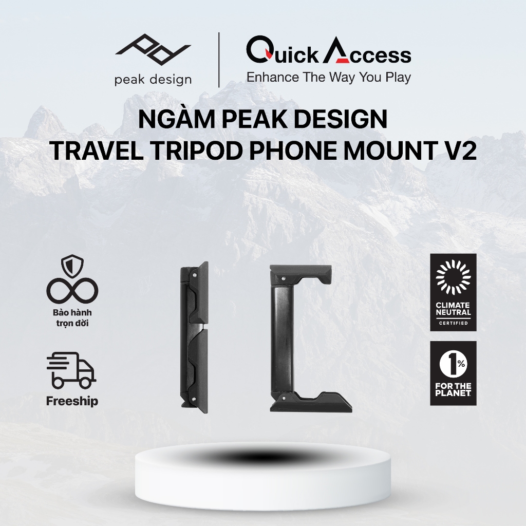 Ngàm Peak Design Travel Tripod Phone Mount V2 Hàng chính hãng