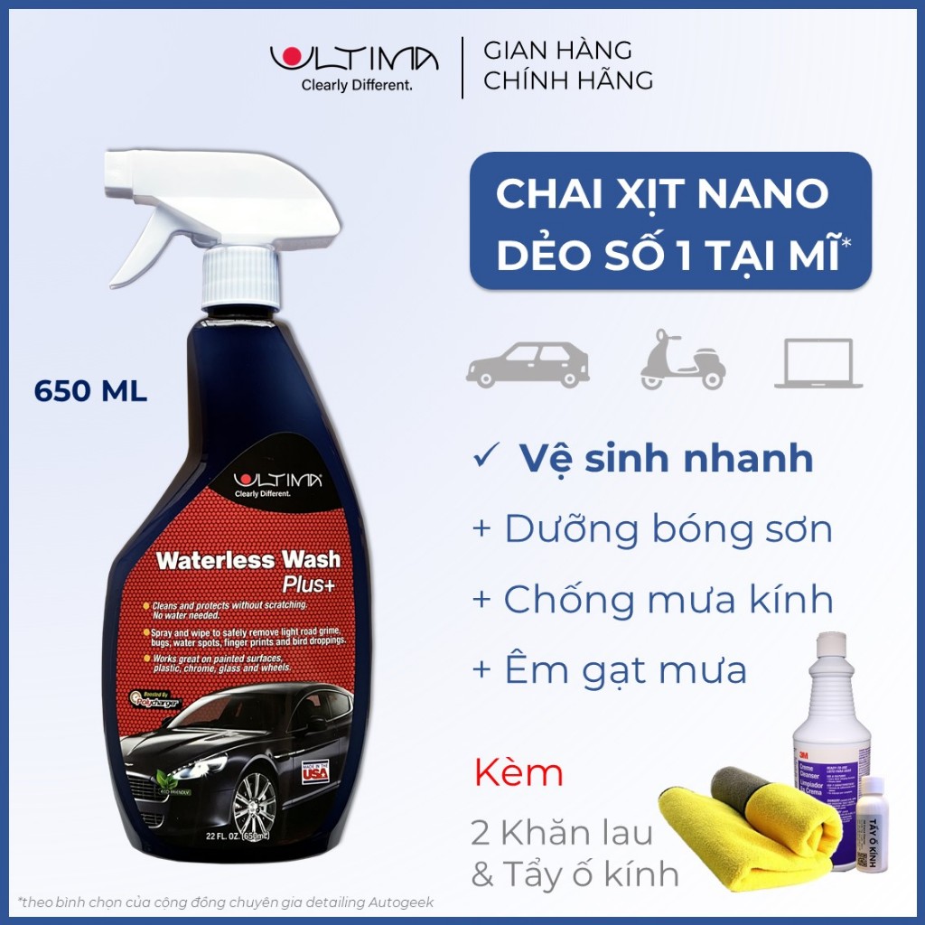 Chai xịt nano dẻo Ultima [650ml] Vệ sinh + Phủ bóng, Chống bám nước cho ...