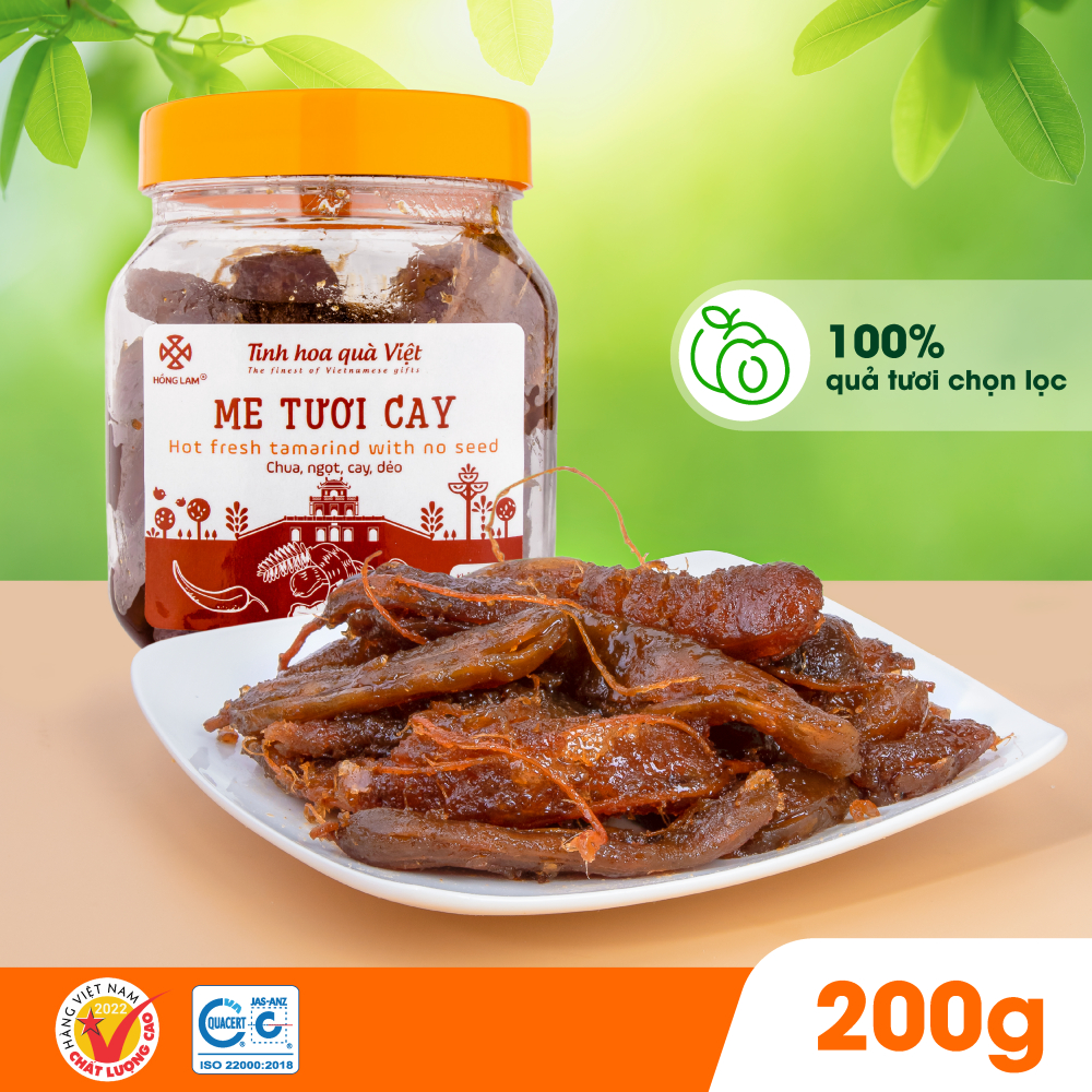 Ảnh Ô mai (xí muội) me tươi cay Hồng Lam, dạng hộp. Hương vị chua, cay, ngọt 1