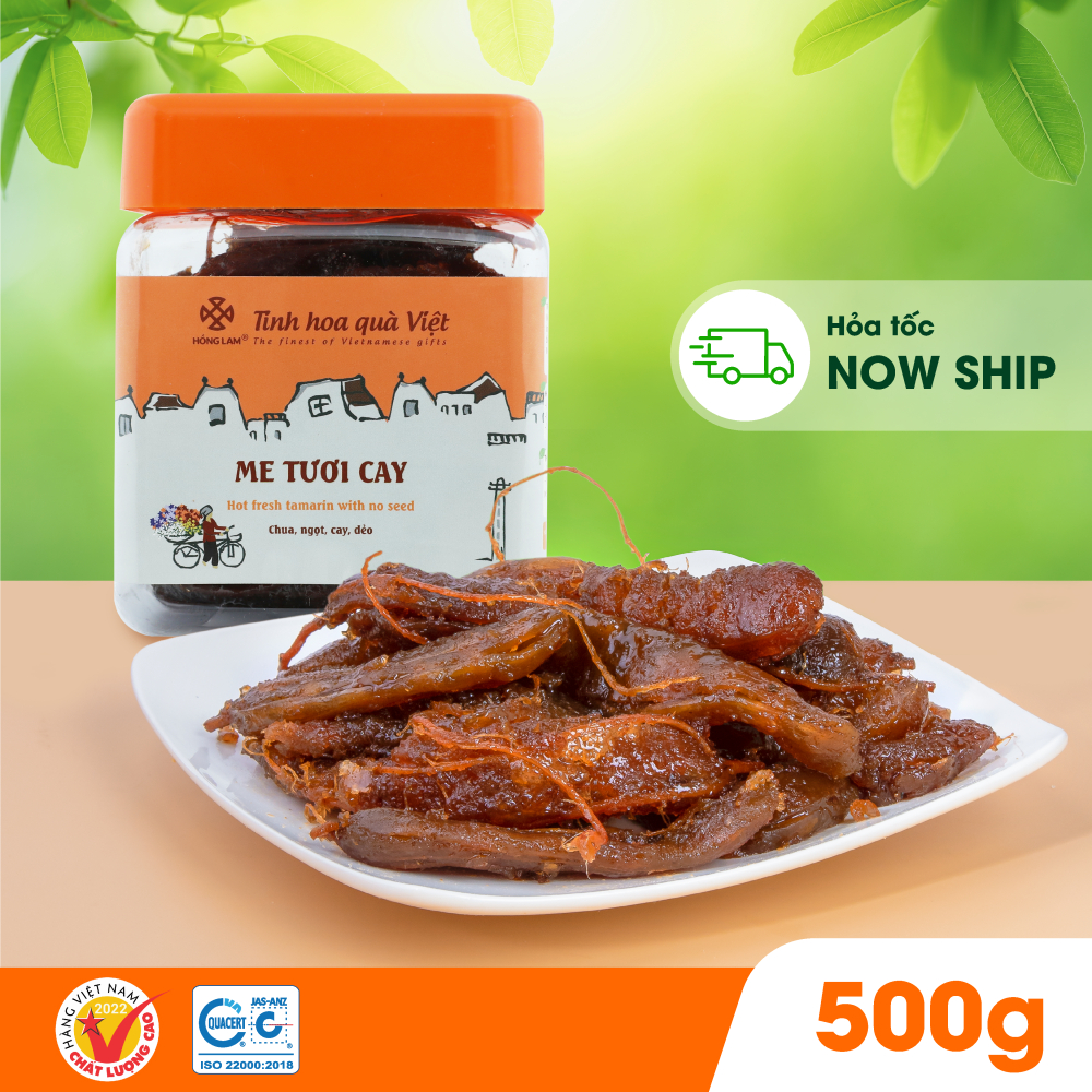 Ảnh Ô mai (xí muội) me tươi cay Hồng Lam, dạng hộp. Hương vị chua, cay, ngọt 3