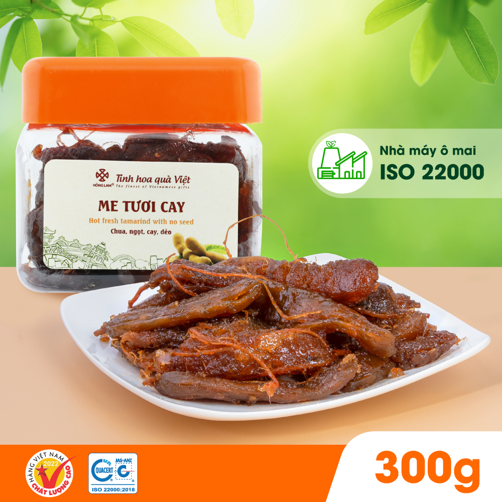 Ảnh Ô mai (xí muội) me tươi cay Hồng Lam, dạng hộp. Hương vị chua, cay, ngọt 2