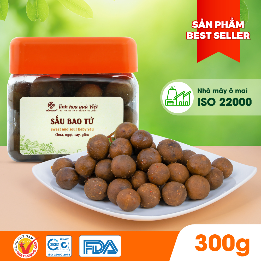 Ảnh Ô mai (xí muội) sấu bao tử Hồng Lam, dạng hộp và gói. Có vị chua, ngọt, cay, giòn 3