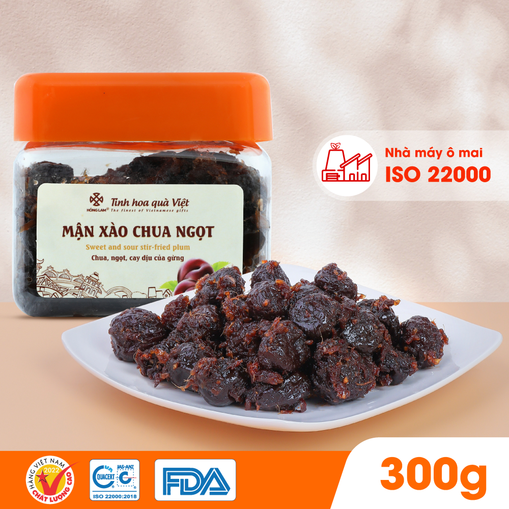 Ảnh Ô mai (xí muội) mận xào chua ngọt Hồng Lam, dạng hộp. Có vị chua, ngọt, dẻo của gừng 2