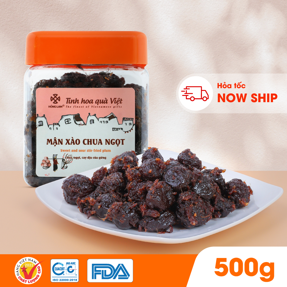 Ảnh Ô mai (xí muội) mận xào chua ngọt Hồng Lam, dạng hộp. Có vị chua, ngọt, dẻo của gừng 3