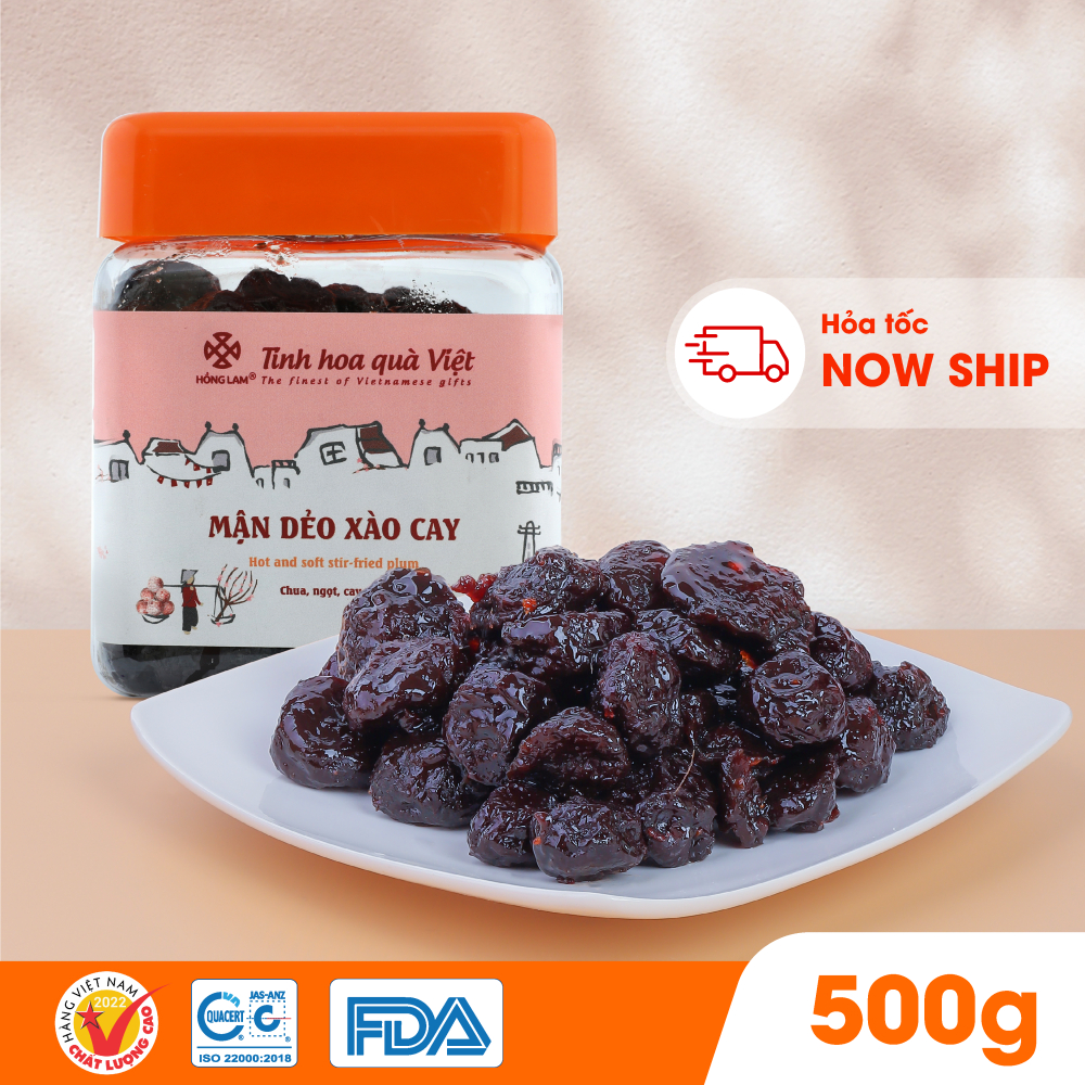 Ảnh Ô mai (xí muội) mận dẻo xào cay Hồng Lam, dạng hộp. Hương vị chua, ngọt, dẻo cay 3