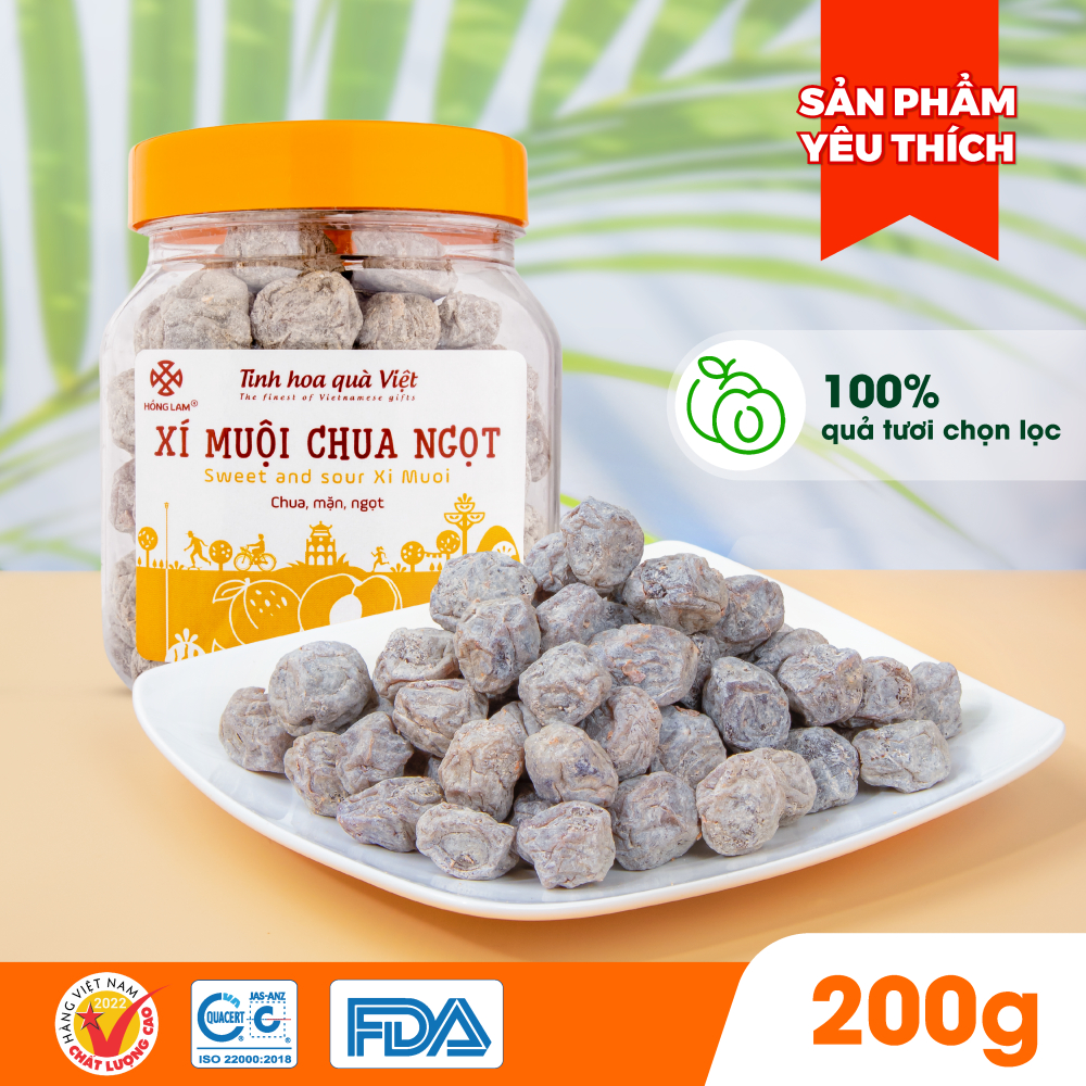 Ảnh Ô mai xí muội chua ngọt Hồng Lam, dạng hộp. Có vị chua, ngọt 1