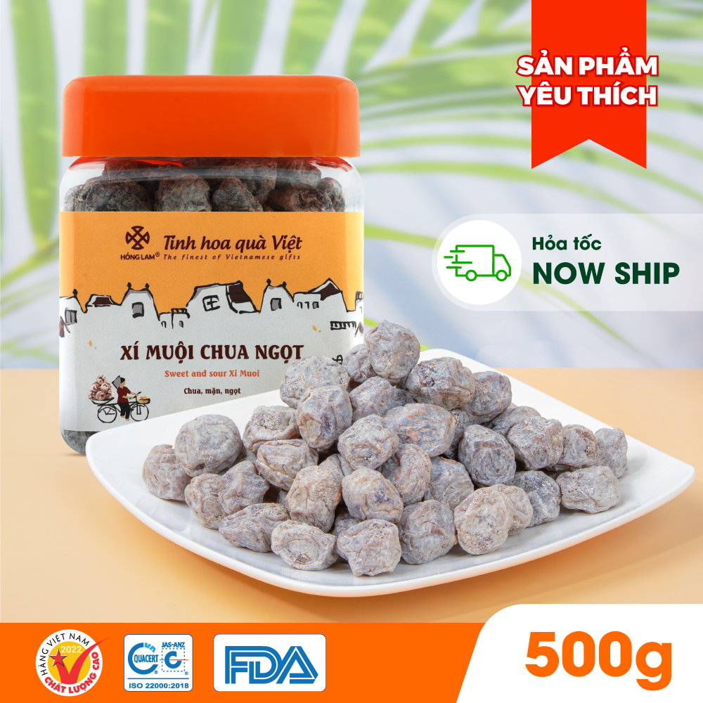 Ảnh Ô mai xí muội chua ngọt Hồng Lam, dạng hộp. Có vị chua, ngọt 3