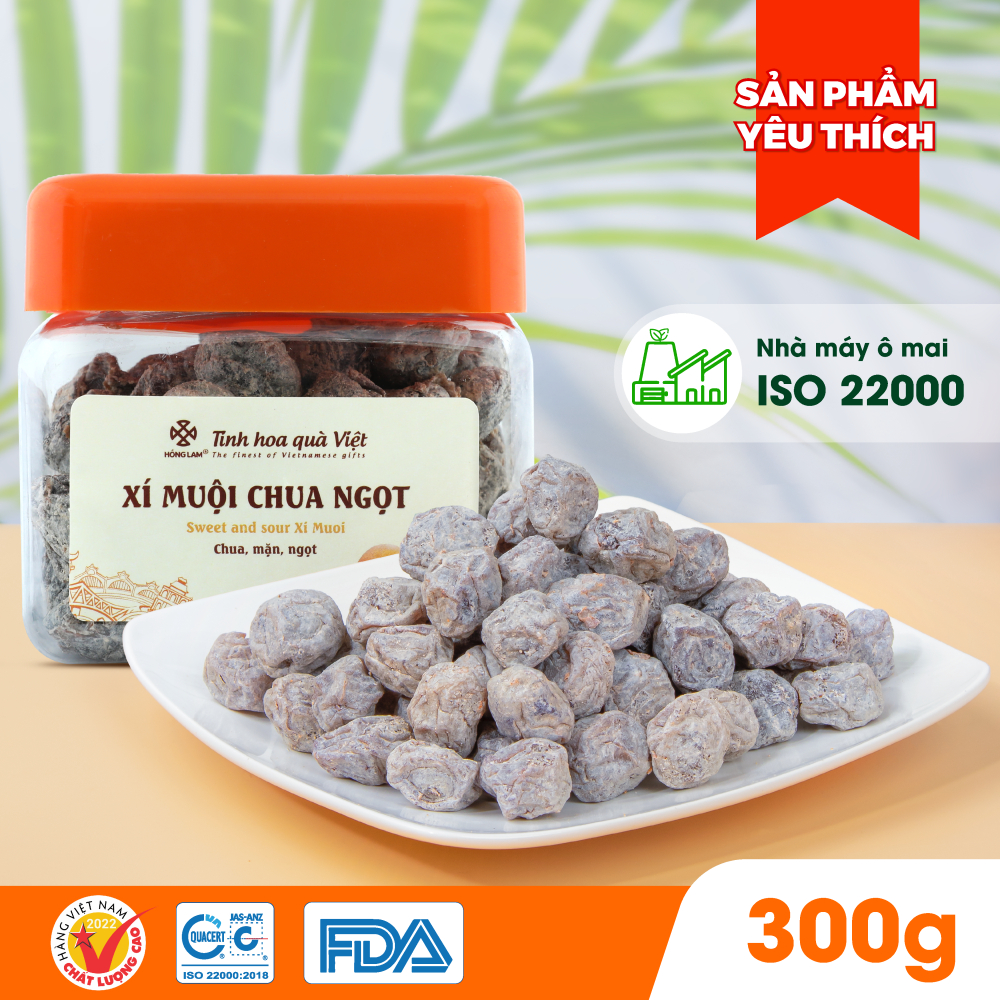 Ảnh Ô mai xí muội chua ngọt Hồng Lam, dạng hộp. Có vị chua, ngọt 2