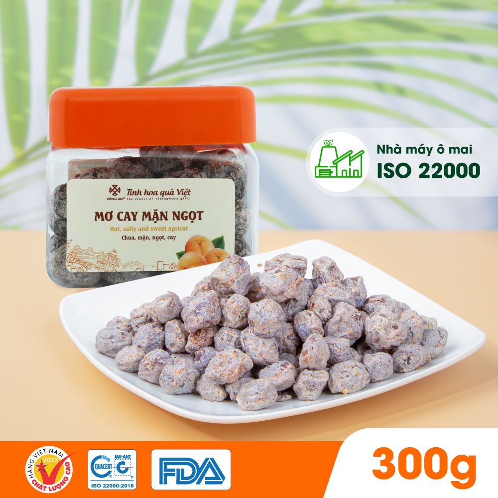 Ảnh Ô mai (xí muội) mơ cay mặn ngọt Hồng Lam dạng hộp và gói. Có vị cay, mặn, ngọt chua 2