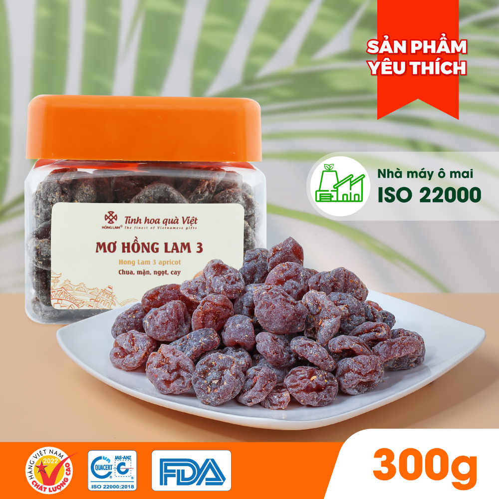 Ảnh Ô mai (xí muội) mơ Hồng Lam 3, dạng hộp và gói. Có vị chua, cay, mặn ngọt 2