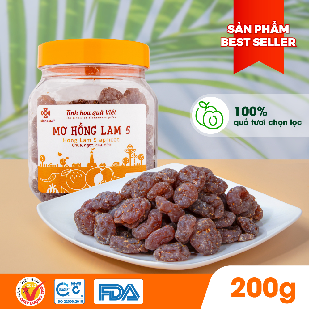 Ảnh Ô mai (xí muội) mơ Hồng Lam 5, dạng hộp. Loại không hạt vị chua, cay, ngọt dẻo 1