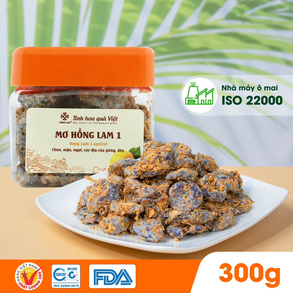 Ảnh Ô mai (xí muội) mơ Hồng Lam 1, dạng hộp và gói. Có vị chua, mặn, ngọt của gừng hộp 2