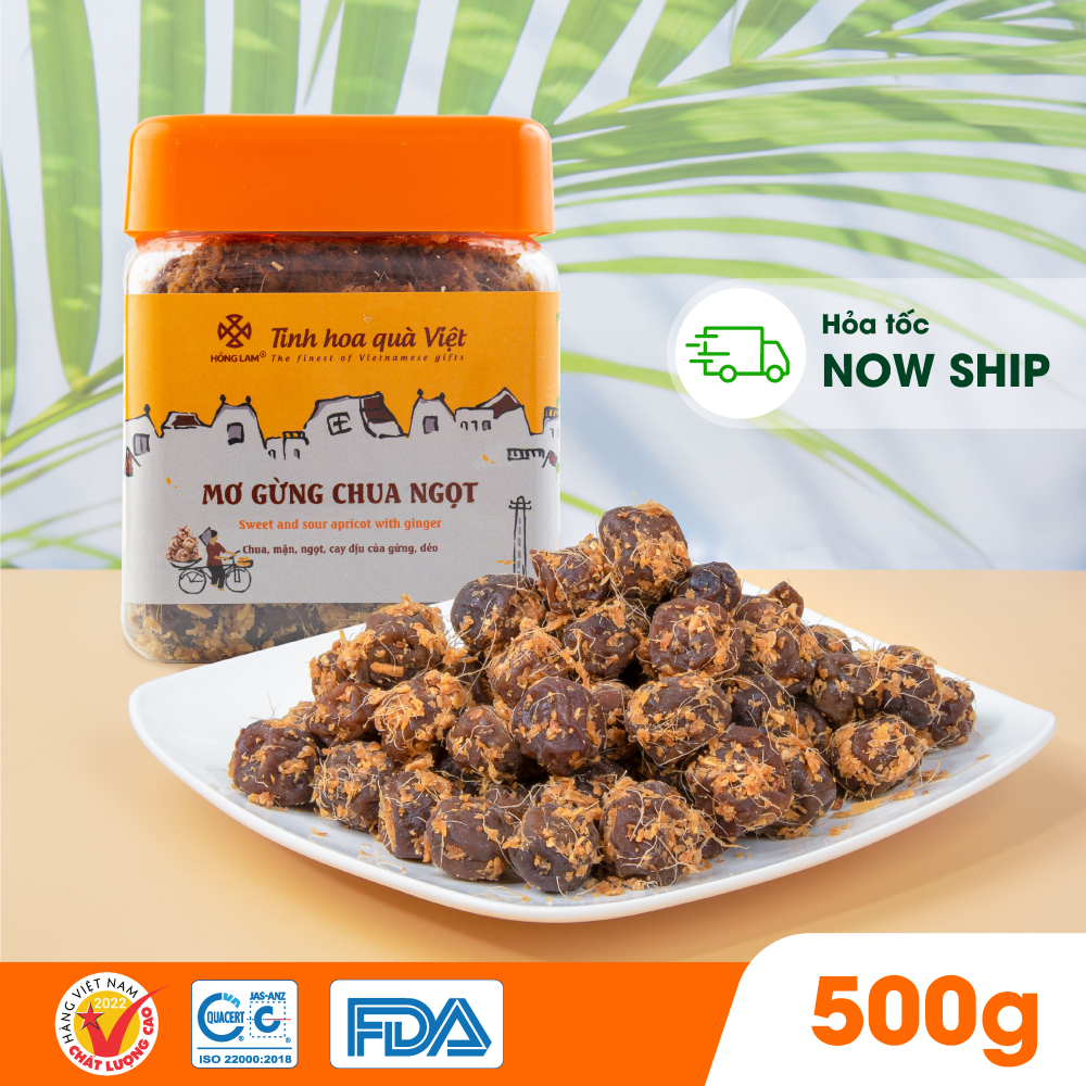 Ảnh Ô mai (xí muội) mơ gừng chua ngọt Hồng Lam, dạng hộp. Có vị chua, ngọt của gừng 3