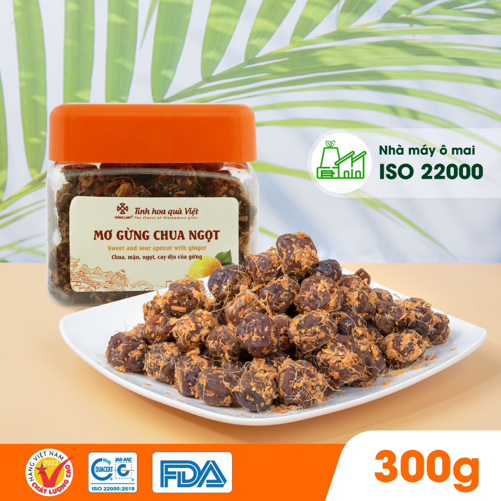 Ảnh Ô mai (xí muội) mơ gừng chua ngọt Hồng Lam, dạng hộp. Có vị chua, ngọt của gừng 2
