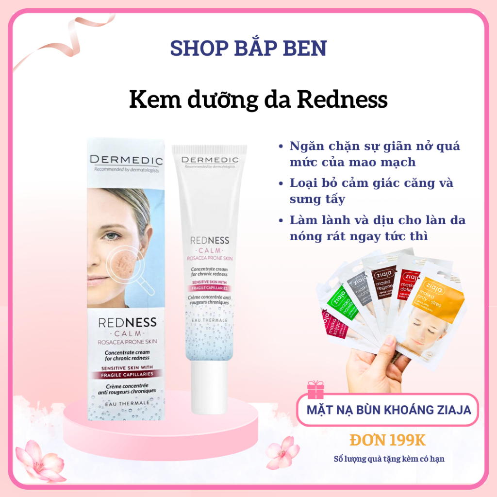 Kem dưỡng dành cho da nhạy cảm, giãn mạch Dermedic Redness Rosacea ...