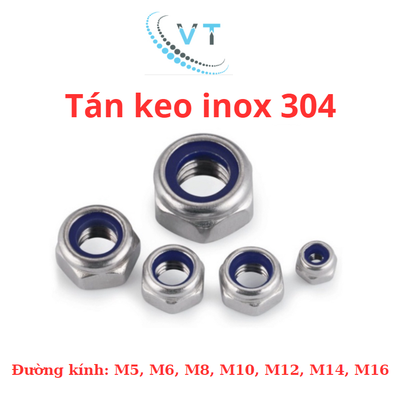 Đai Ốc / Tán keo Inox 304 ( có keo chống xoay ) (túi 20 con)