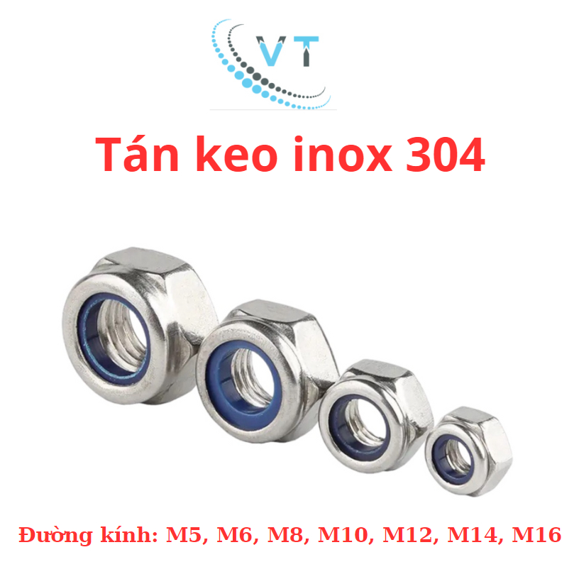 Đai Ốc / Tán keo Inox 304 ( có keo chống xoay ) (túi 20 con)