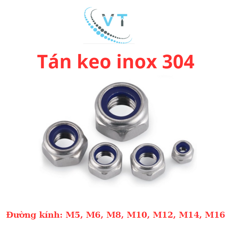 Đai Ốc / Tán keo Inox 304 ( có keo chống xoay ) (túi 20 con)